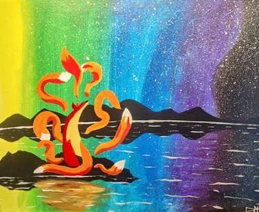 Rainbow Galaxy Nine Tailed Fox - Paint and sip event at Ventura Coast Brewing Company in Ventura, CA - PaintNite.com