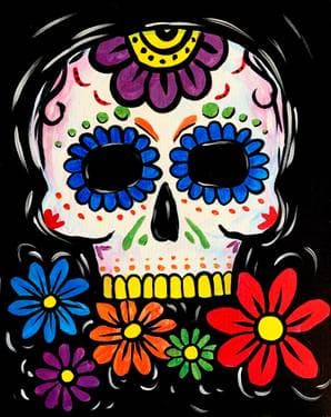 Blooming Calavera - Paint and sip event at The One Sixty Wine Bar & Cafe in Port Moody, BC - PaintNite.com