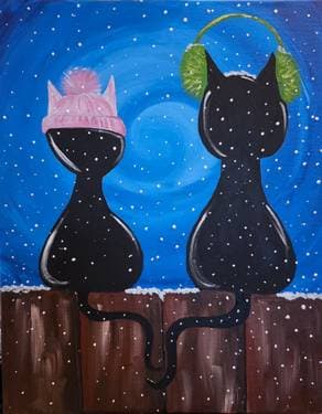 A Purrrr-fect Snow Day - Paint and sip event at Birchwood Grill in Kenosha, WI - PaintNite.com