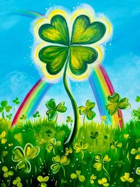 Lucky Rainbow Clover - Paint and sip event at Logan's Roadhouse Chico in Chico, CA - PaintNite.com