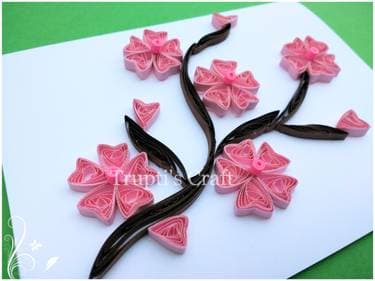 Paper Quilling Cherry Blossom Card - Paint and sip event at Ornery Beer Company Fairfax in Fairfax, VA - PaintNite.com