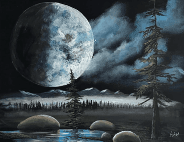 Paint Nite @ Moose Hunt Club THURSDAYS! Ward's Cold Moon — Painting