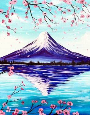 Cherry Blossoms at Mount Fuji — Painting