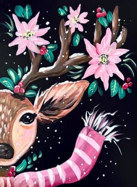Festive Winter Holiday Deer — Painting