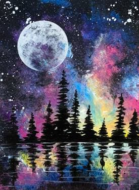 Galaxy Moon Silhouette - Paint Nite event in CAMBRIDGE, MA