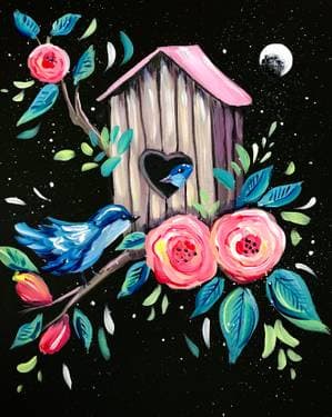 Midnight Birdhouse Lovers - Paint Nite event in Markham, ON