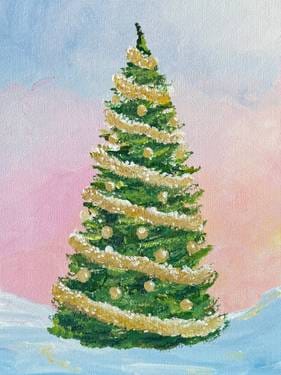 "Frosty Golden Garland" — Painting