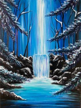 Sunday Frosted Waterfall — Painting