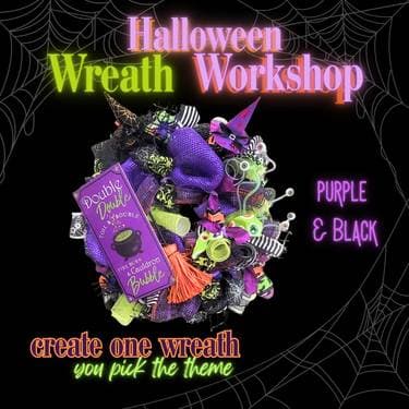 Halloween Wreath Workshop: Purple & Black - Paint Nite event in Upland, CA
