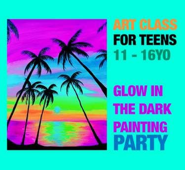 Teens Art Class Glow in the Dark Party - Paint and sip event at Loulou Céramique in Montreal, QC - PaintNite.com