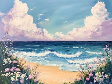 Flowers by the Sea — Painting