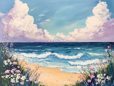 Flowers by The Sea - Paint and sip event at Irish Wolfhound Restaurant & Pub in SURPRISE, AZ - PaintNite.com