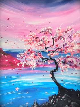 Cherry Blossom Cove II - Paint and sip event at O'Malley's Sports Pub in Mountain View, CA - PaintNite.com