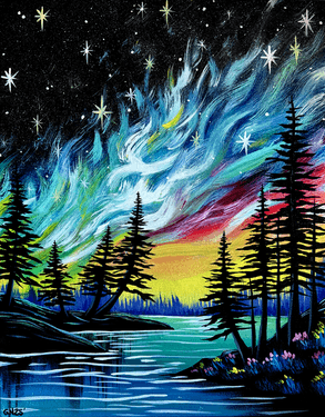 Colorful Night Sky II - Paint and sip event at Parktown Pizza Company Milpitas in Milpitas, CA - PaintNite.com