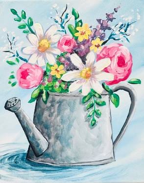 Watering Pot Flowers — Painting