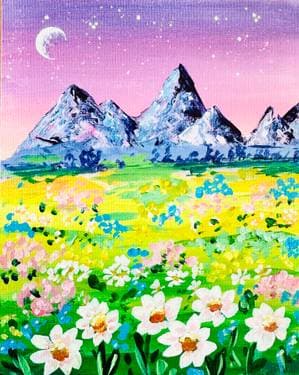 Spring Night Flower Field - Paint and sip event at Novotel Toronto Centre in Toronto, ON - PaintNite.com