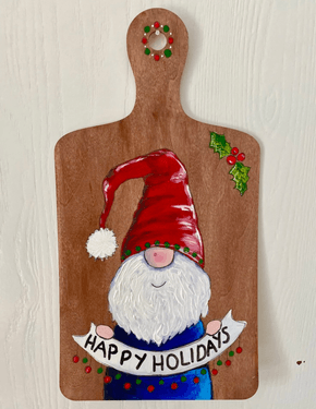 Happy Holiday Gnome - 12" decorative cutting board — Painting
