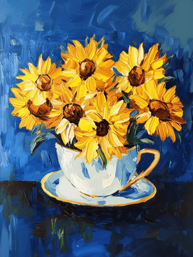 Teacup of Sunflowers — Painting