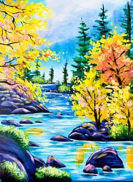 Mystic Autumn River - Paint Nite event in Calgary, AB