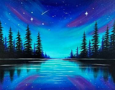 Twilight Lake Sparkle - Paint and sip event at Top Shelf Bar & Grill in Gurnee, IL - PaintNite.com