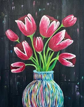 Colorful Tulip Bouquet - Paint and sip event at The Hub in BLOOMINGTON, IL - PaintNite.com