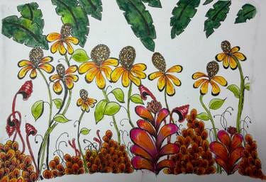 Watercolor - Dancing Cone Flowers - Olivia — Painting