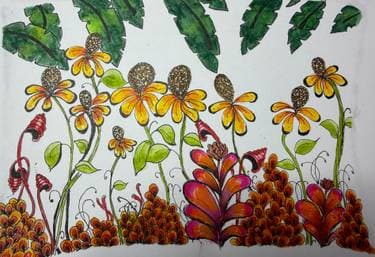 Watercolor - Dancing Cone Flowers with Vickie Booth