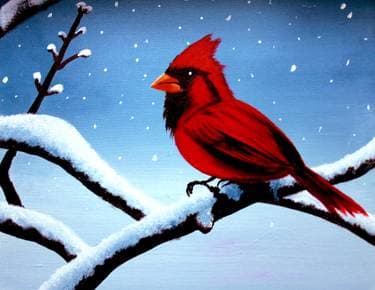 Snowy Cardinal - Paint and sip event at Woodfire Tavern in Long Grove , IL - PaintNite.com
