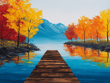 Autumn Lake Fall Foliage — Painting