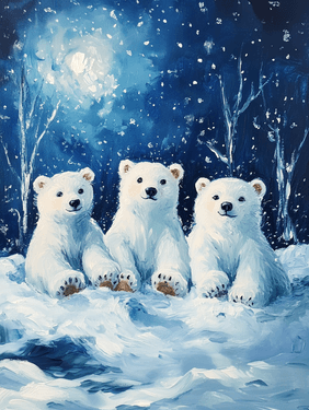 Polar Bear Family Love — Painting