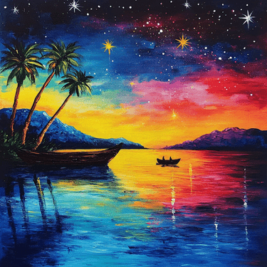Tropical Moonlight Boatride - Paint and sip event at Rendezvous Pub in Langley, BC - PaintNite.com