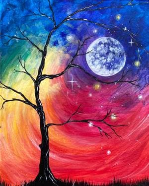 Rainbow Moonbeam Stars - Paint and sip event at Novotel Toronto Centre in Toronto, ON - PaintNite.com