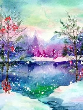 Watercolor Winter Magic — Painting