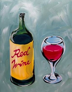 Red Wine Bottle — Painting