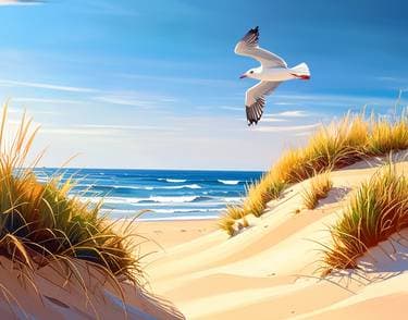 Seagull Flying Over the Sand Dunes - Paint Nite event in Caledon East, ON