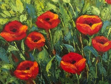 Red Poppies in garden - Paint and sip event at PF Changs Sunnyvale in Sunnyvale, CA - PaintNite.com