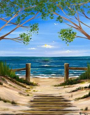 The Beach Calls Me - Paint and sip event at Mill St. & 5 American House in Waterdown, ON - PaintNite.com