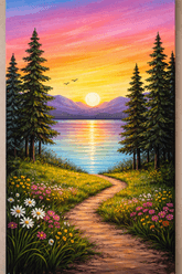 Mountain Lake Sunset 10x20 thumbnail