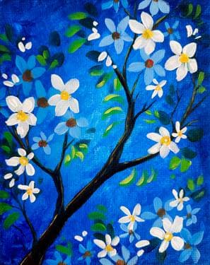 Blue Jasmine Floral - Paint Nite event in Toronto, ON