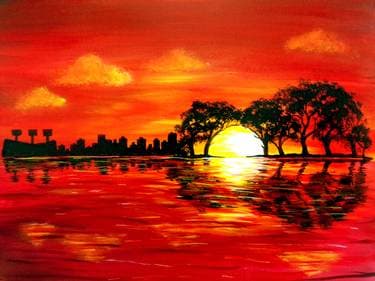 Paradise City Sunset - Paint and sip event at Tracks Brew Pub - Downtown Brampton in Brampton, ON - PaintNite.com