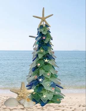 Sea Glass Holiday Tree - Paint and sip event at Kings Card Club in STOCKTON, CA - PaintNite.com