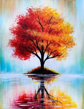 Autumn Tree Reflections - Paint and sip event at Ventura Room in Vancouver, BC - PaintNite.com
