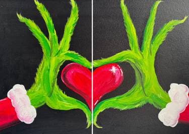 My Growing Christmas Heart - Partner Painting - Paint and sip event at The Hub in BLOOMINGTON, IL - PaintNite.com