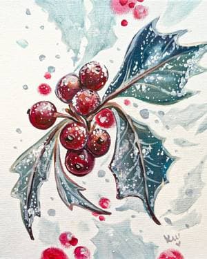 Berry Holly and Jolly - Paint and sip event at Kelseys Orillia in Orillia, ON - PaintNite.com