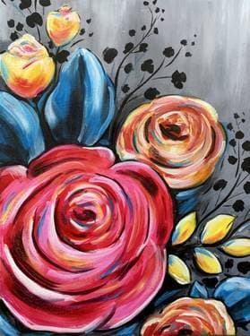 Pink and Orange Rose Bouquet - Paint and sip event at Mexicali Rosa's (Hunt Club) in Ottawa, ON - PaintNite.com