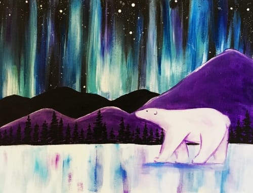 Polar Bear under the Northern Lights