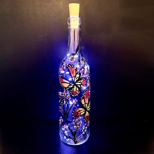 Beautiful Butterfly On A Wine Bottle