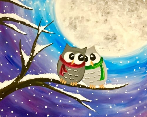 Winter Owls in Snow