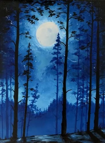 Blue Moonlit Forest