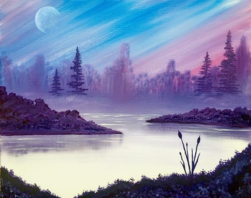 PaintNite at Cascade Grill! Jubitz! - Moonrise Morning — Painting